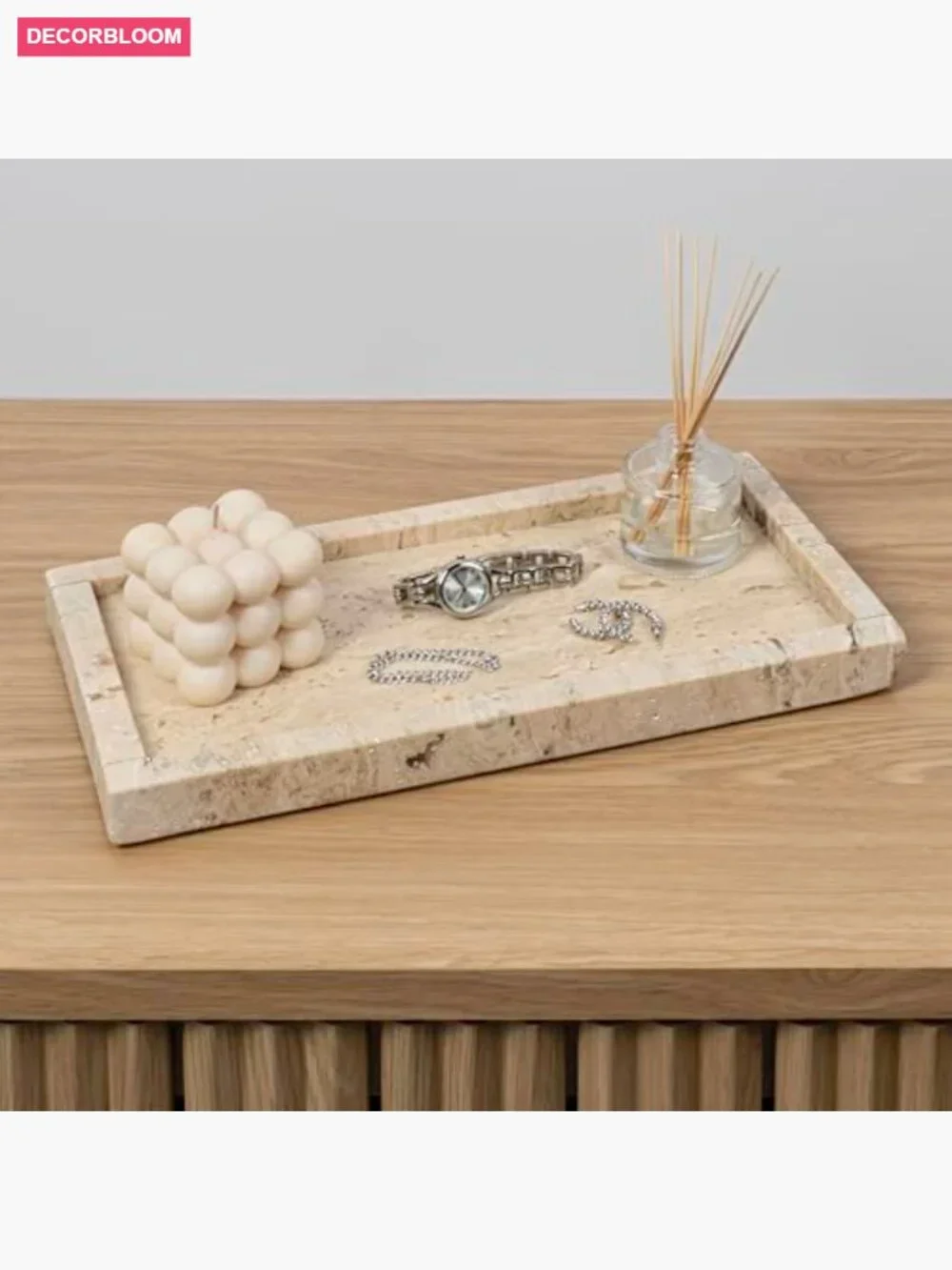 12x6 Luxe Stone Marble Vanity Tray for Storage and Decor